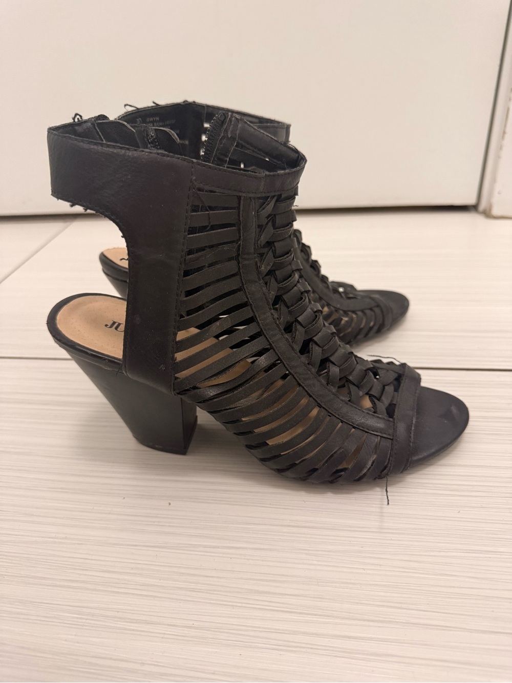 Black Strappy Heeled Sandals - Women's Open-Toe Fashion Pumps from JustFab